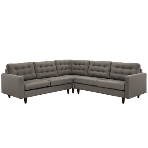 Modway Empress 3 Piece Fabric Sectional Sofa Set