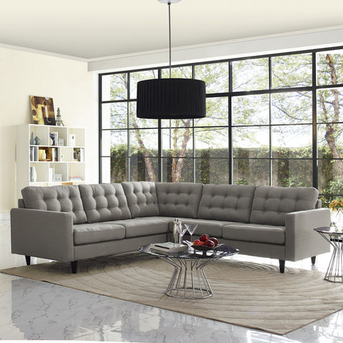 Modway Empress 3 Piece Fabric Sectional Sofa Set