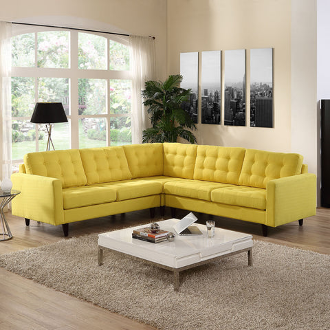 Modway Empress 3 Piece Fabric Sectional Sofa Set
