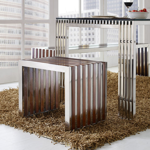 Modway Gridiron Small Wood Inlay Bench
