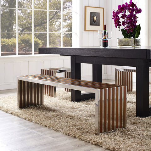 Modway Gridiron Large Wood Inlay Bench