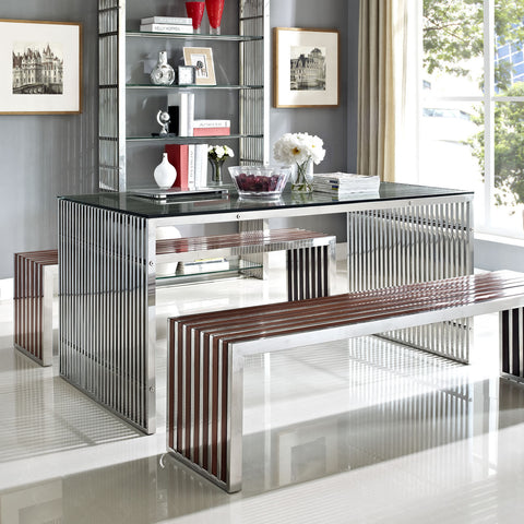 Modway Gridiron Large Wood Inlay Bench
