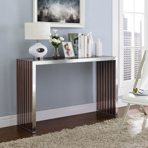 Modway Gridiron Wood Inlay Console Table