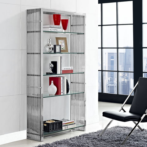 Modway Gridiron Stainless Steel Bookshelf