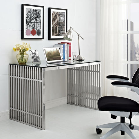 Modway Gridiron Stainless Steel Desk