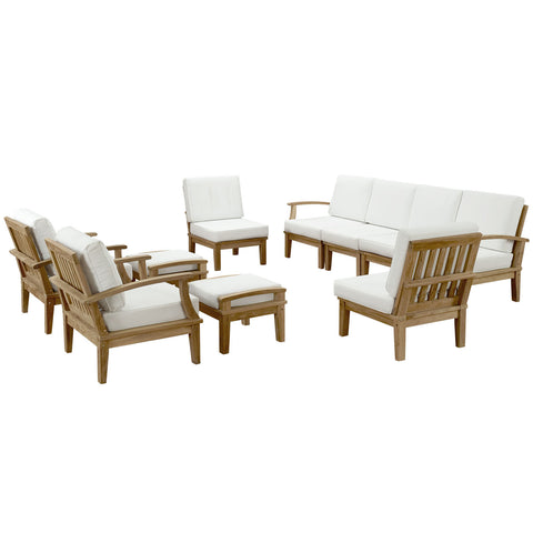 Modway Marina 10 Piece Outdoor Patio Teak Sofa Set