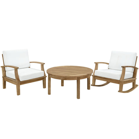Modway Marina 3 Piece Outdoor Patio Teak Sofa Set