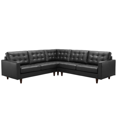 Modway Empress 3 Piece Leather Sectional Sofa Set