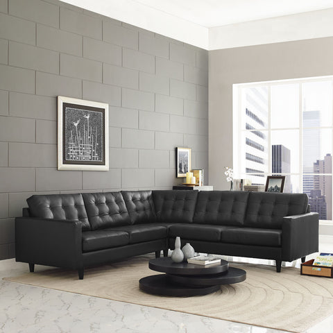 Modway Empress 3 Piece Leather Sectional Sofa Set