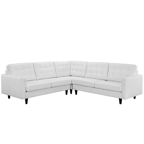 Modway Empress 3 Piece Leather Sectional Sofa Set