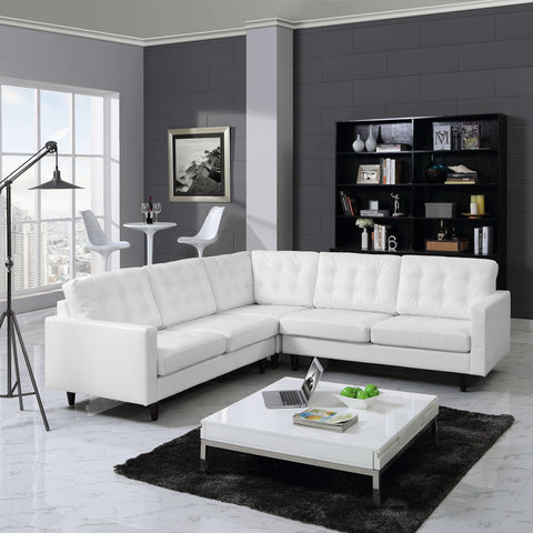 Modway Empress 3 Piece Leather Sectional Sofa Set