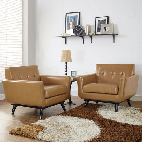 Modway Engage Leather Sofa Set