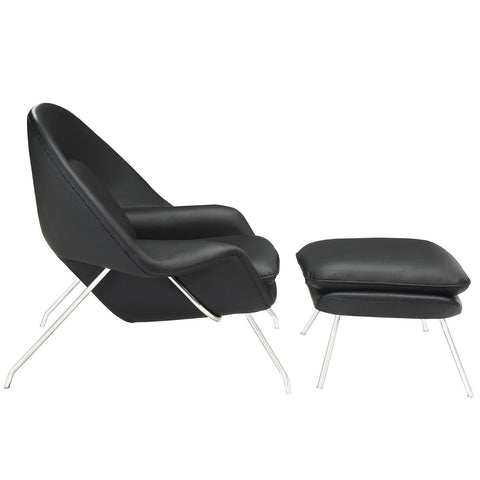 Modway W Leather Lounge Chair