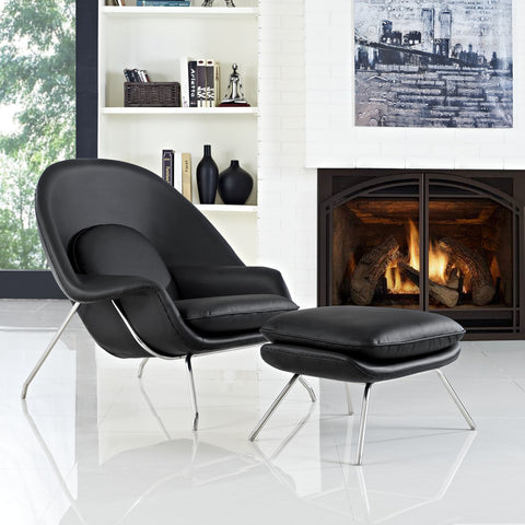 Modway W Leather Lounge Chair