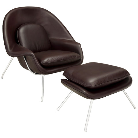 Modway W Leather Lounge Chair