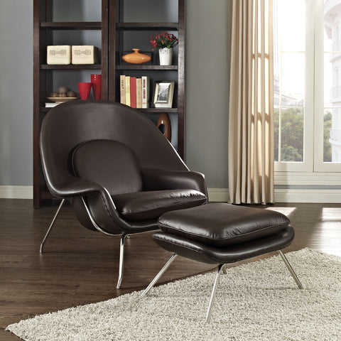 Modway W Leather Lounge Chair