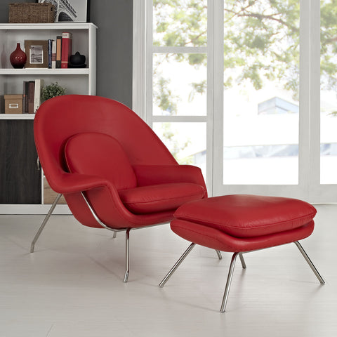 Modway W Leather Lounge Chair