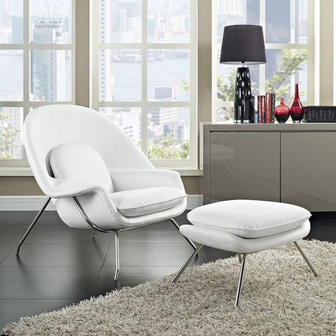 Modway W Leather Lounge Chair