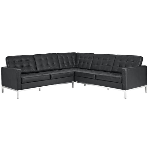 Modway Loft L-Shaped Leather Sectional Sofa
