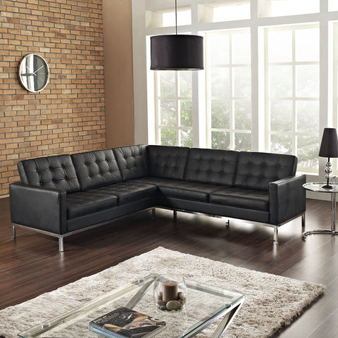 Modway Loft L-Shaped Leather Sectional Sofa