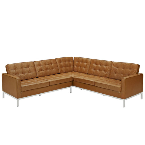 Modway Loft L-Shaped Leather Sectional Sofa