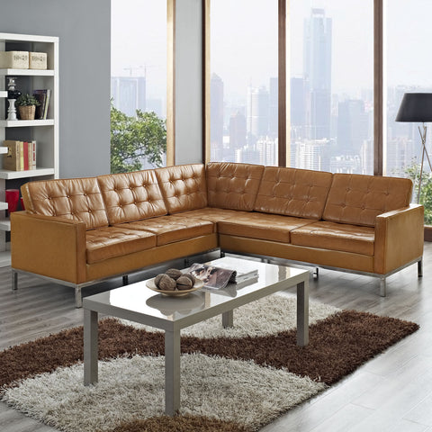 Modway Loft L-Shaped Leather Sectional Sofa