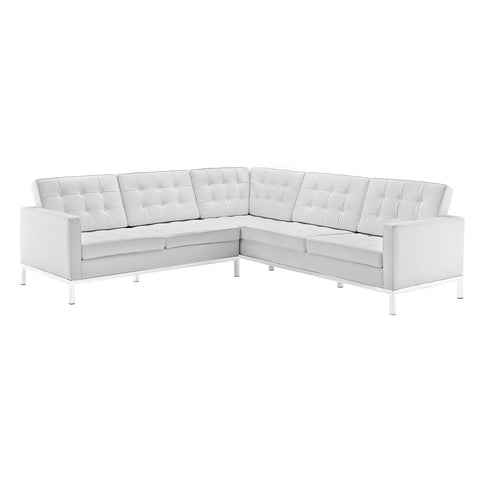 Modway Loft L-Shaped Leather Sectional Sofa