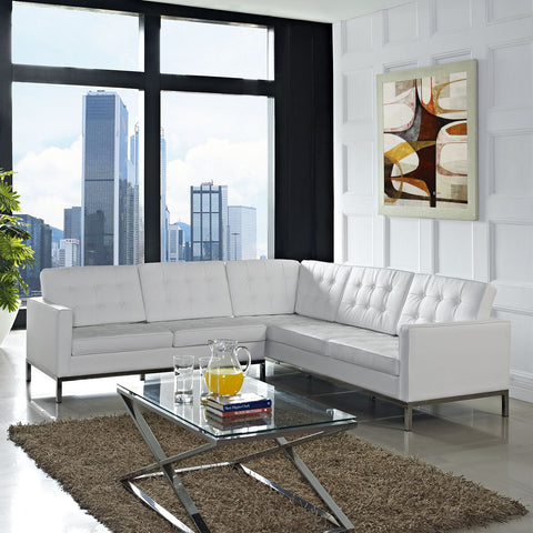 Modway Loft L-Shaped Leather Sectional Sofa