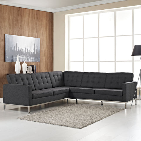 Modway Loft L-Shaped Wool Sectional Sofa