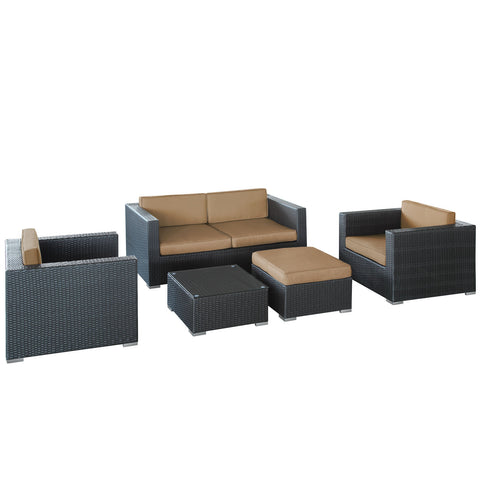 Modway Malibu 5 Piece Outdoor Patio Sofa Set