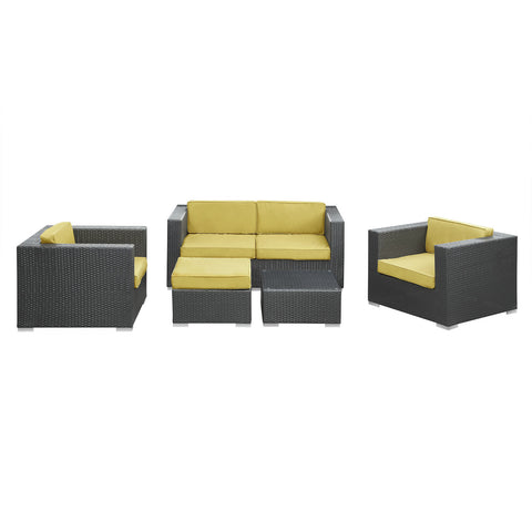 Modway Malibu 5 Piece Outdoor Patio Sofa Set