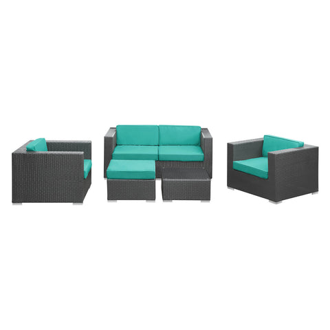 Modway Malibu 5 Piece Outdoor Patio Sofa Set
