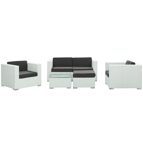 Modway Malibu 5 Piece Outdoor Patio Sofa Set