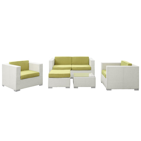 Modway Malibu 5 Piece Outdoor Patio Sofa Set