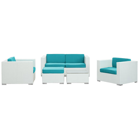 Modway Malibu 5 Piece Outdoor Patio Sofa Set