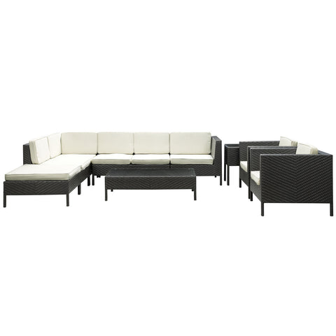 Modway La Jolla 9 Piece Outdoor Patio Sectional Set