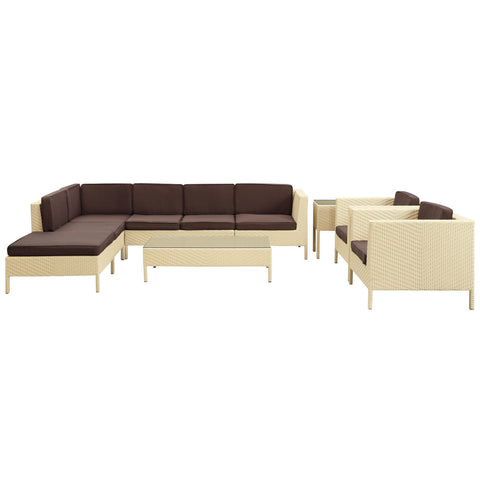 Modway La Jolla 9 Piece Outdoor Patio Sectional Set