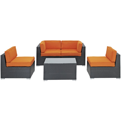 Modway Camfora 5 Piece Outdoor Patio Sectional Set
