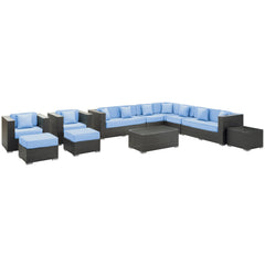 Modway Cohesion 11 Piece Outdoor Patio Sectional Set