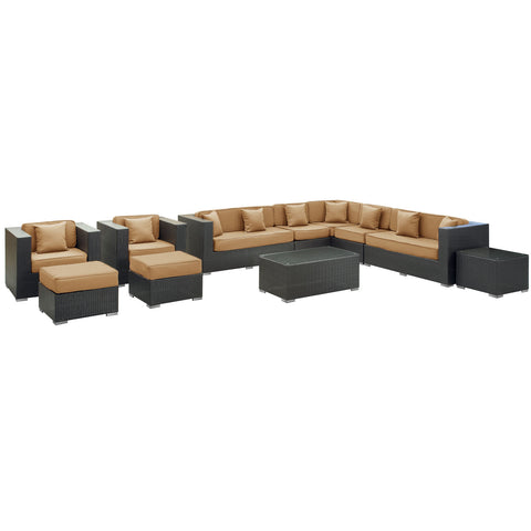 Modway Cohesion 11 Piece Outdoor Patio Sectional Set