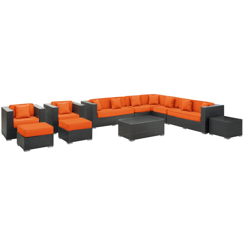 Modway Cohesion 11 Piece Outdoor Patio Sectional Set