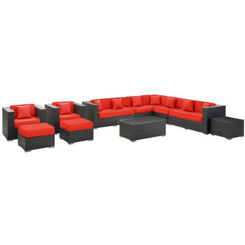 Modway Cohesion 11 Piece Outdoor Patio Sectional Set
