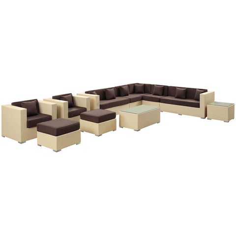 Modway Cohesion 11 Piece Outdoor Patio Sectional Set
