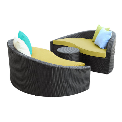 Modway Magatama 3 Piece Outdoor Patio Chaise