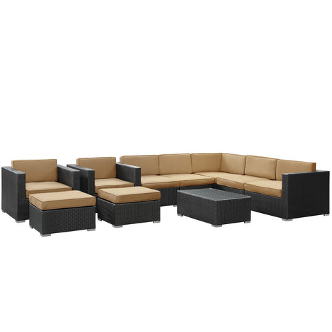 Modway Avia 10 Piece Outdoor Patio Sectional Set
