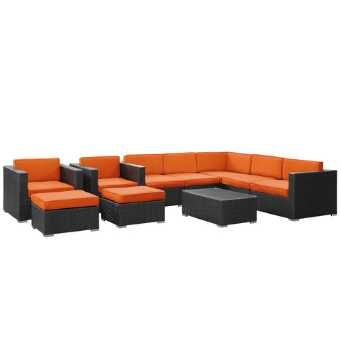 Modway Avia 10 Piece Outdoor Patio Sectional Set