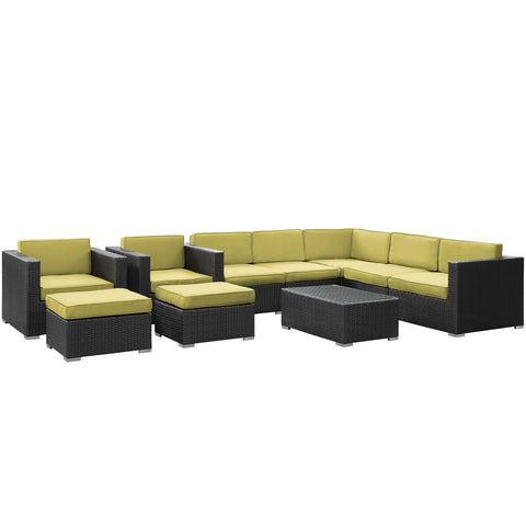Modway Avia 10 Piece Outdoor Patio Sectional Set