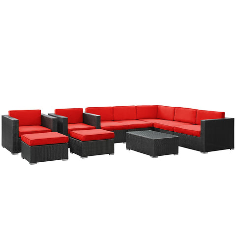 Modway Avia 10 Piece Outdoor Patio Sectional Set