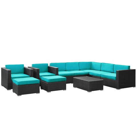 Modway Avia 10 Piece Outdoor Patio Sectional Set