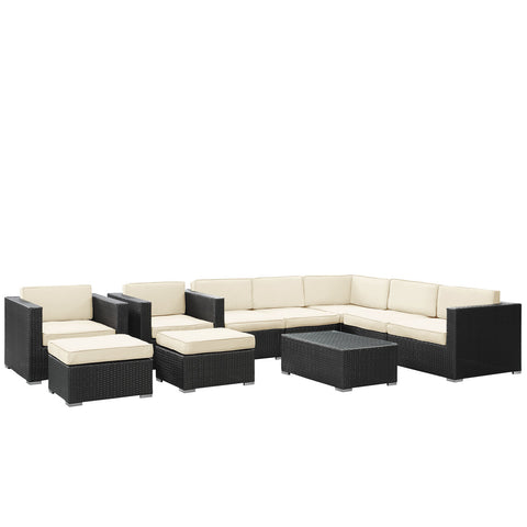 Modway Avia 10 Piece Outdoor Patio Sectional Set